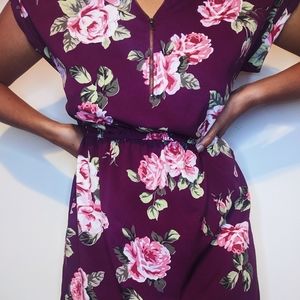 Speed control Rose pattern zip up dress